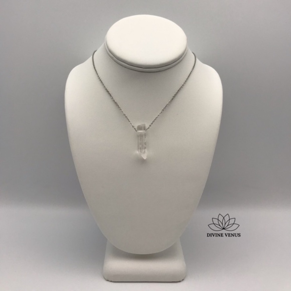 Clear Quartz Stainless Steel Necklace - Picture 3 of 7